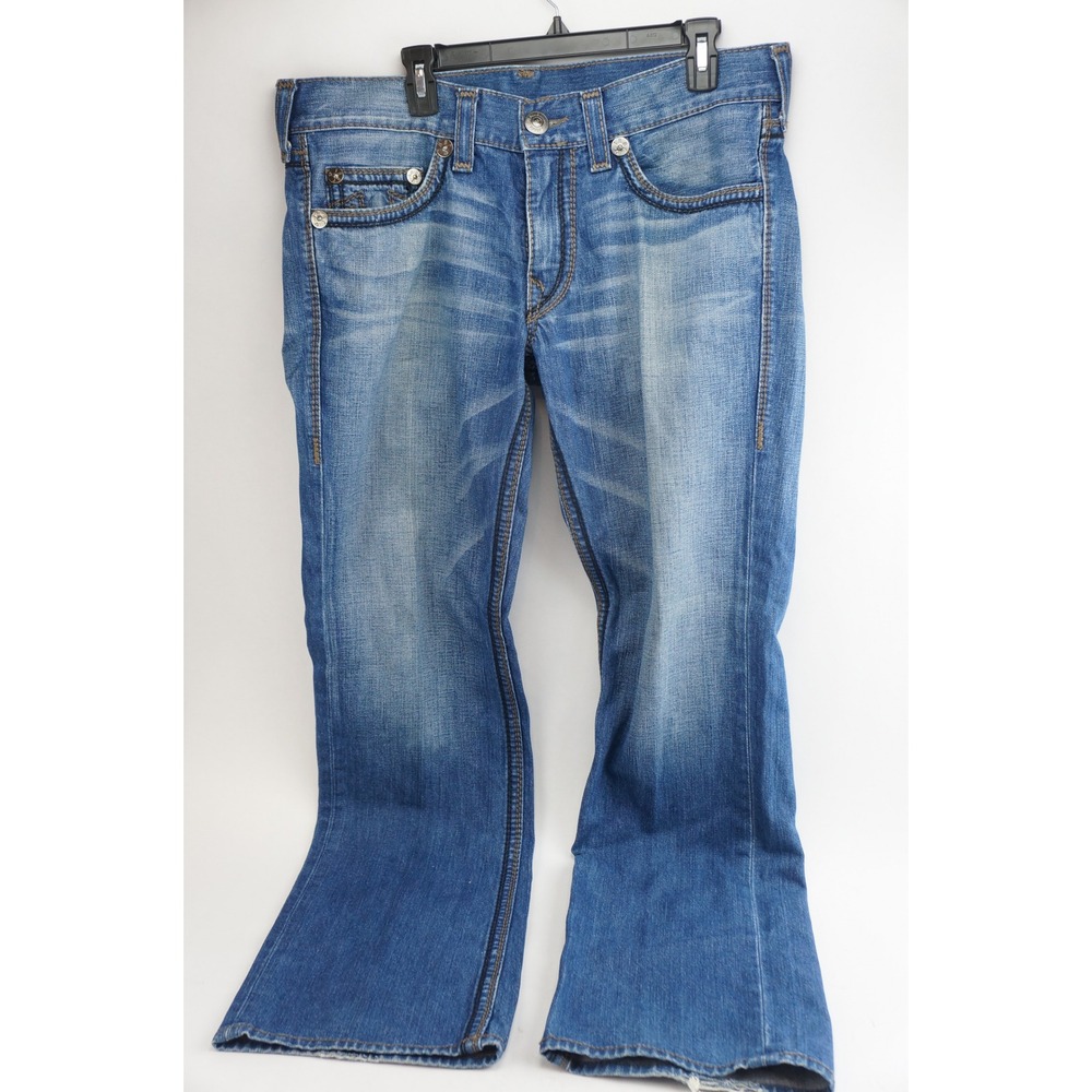 True Religion Bobby Big QT Jeans Mens 36 Blue Straight Leg Made in USA Good - Picture 2 of 8